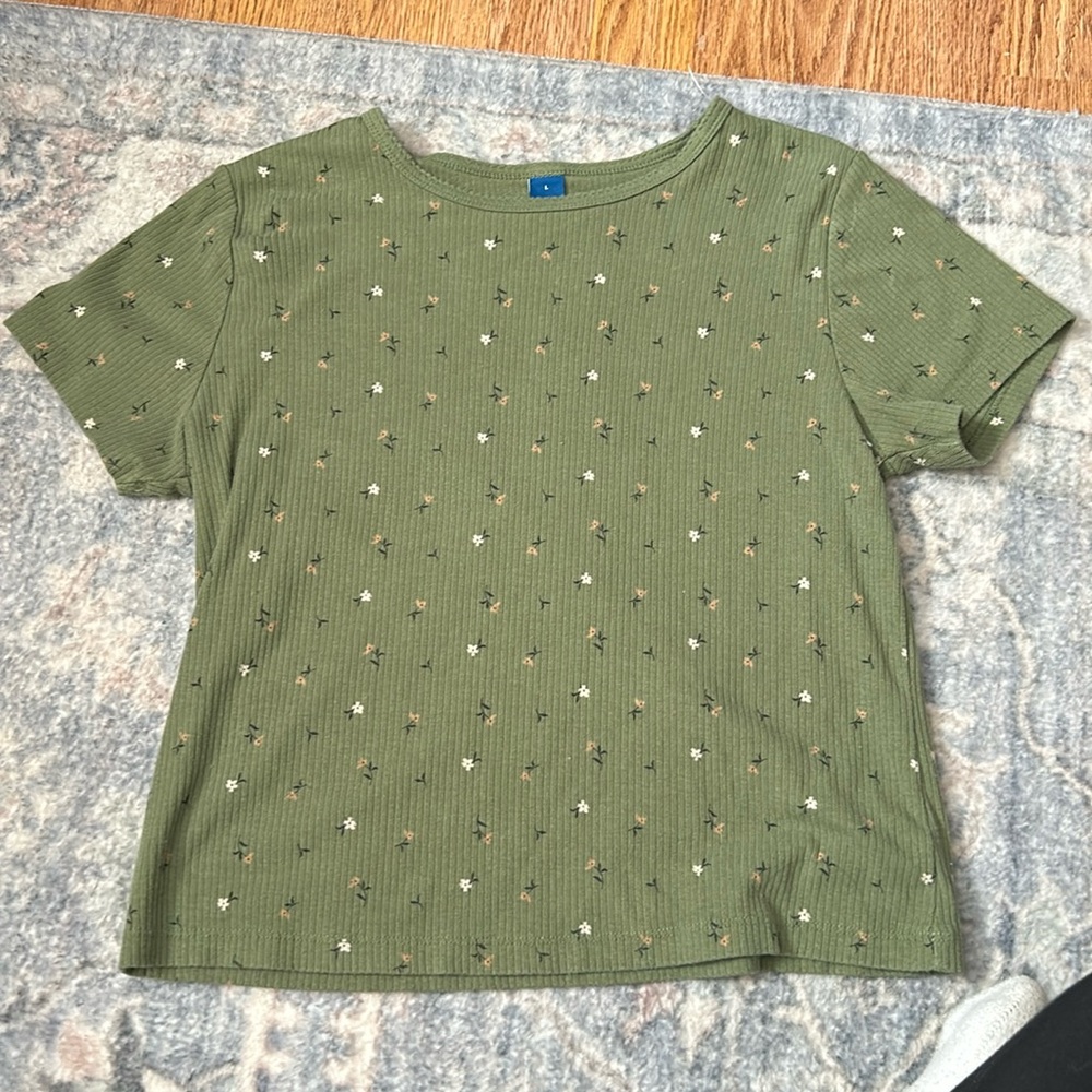 Old Navy Green Floral Cropped Top | Size L